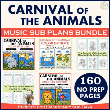 Carnival of the Animals Music Sub Plans Bundle | NO PREP | Elementary Music