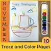 Image for Thanksgiving Trace and Color Pages {Fine Motor Skills + Pre-writing} product