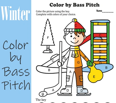 Musical Coloring Pages for Winter {Color by Bass Pitch} with answers