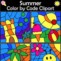 Image for Summer Color By Code Clipart product