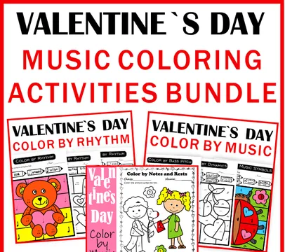 Valentine`s Day Music Color by Code Bundle