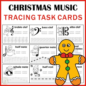 Music Tracing Task Cards for Christmas