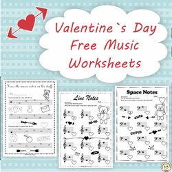 Image for Valentine`s Day Free Music Worksheets product