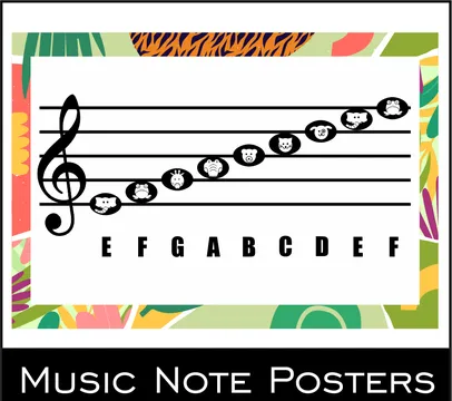 Treble Clef Music Note Posters | Animal Themed