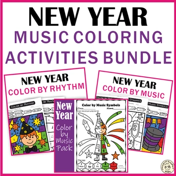 Happy New Year Music Coloring Activities Bundle