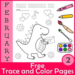 Image for Free Valentine`s Day Trace and Color Sheets | Pencil Control Extra Practice product