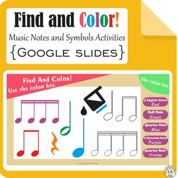 Find and Color Music Notes and Symbols Activities {Google Slides}