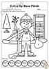 Image for Musical Coloring Pages for Winter {Color by Bass Pitch} with answers product