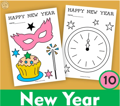 New Year Coloring Pages for Kids
