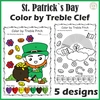 Image for St. Patrick`s Day Music Coloring Pages | Color by Treble Clef Note Names product
