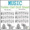 Image for Music Coloring by Treble Clef Note Names Sheet | Mandala Style | Cute Elephant product