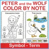 Image for Peter and the Wolf Color by Note Music Worksheets | No Prep Sub Plans product