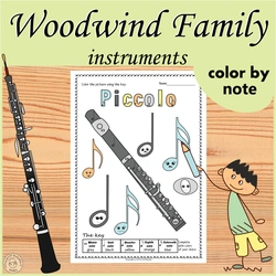 Image for Woodwind Instruments Color by Music Pages product
