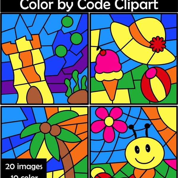 Summer Color By Code Clipart