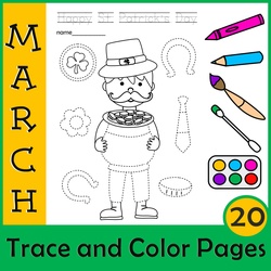 Image for St. Patrick`s Day Picture Tracing Activities for Preschoolers | Pre-handwriting product