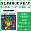 Image for St. Patrick`s Day Music Color by Code Pages | Notes Rests Dynamics Treble & Bass product