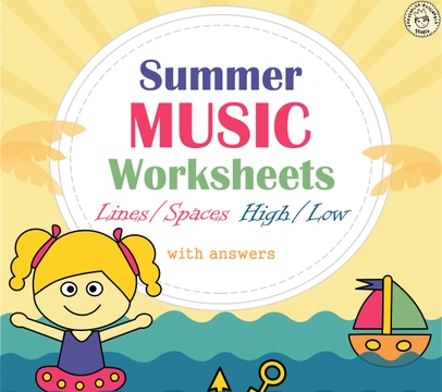 Summer Music Worksheets {Lines/Spaces, High/Low} with answers