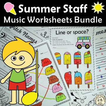 Summer Staff Music Worksheets Bundle