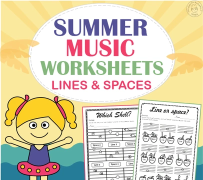 Summer Music Worksheets {Lines/Spaces, High/Low} with answers