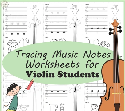 Music Tracing Notes Worksheets for Violin Students