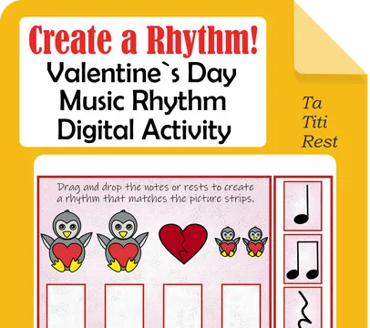 Kindergarten Valentine`s Day Music Activity | Create a Rhythm | Ta, Ti-Ti, Rest