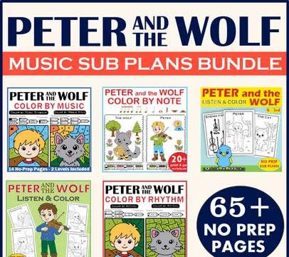 Peter and the Wolf Music Coloring Sub Plans Bundle