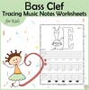 Tracing Music Notes Worksheets for kids {Bass Clef}