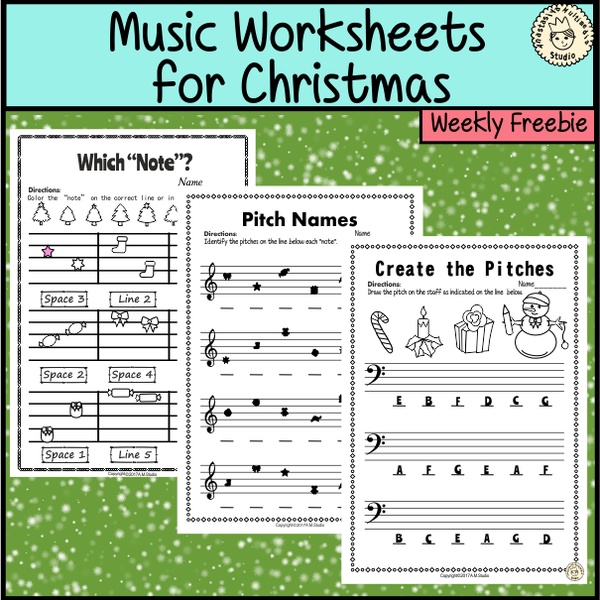 Music Worksheets for Christmas {Weekly Freebies}
