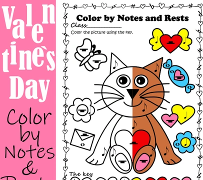 Valentine`s Day Color by Notes & Rests