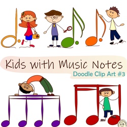 Image for Kids with Music Notes and Symbols Doodle Clipart #3 product