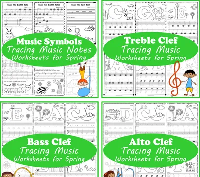 Musical Tracing Worksheets Bundle for Spring