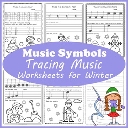 Image for Tracing Music Notes Worksheets for Winter product