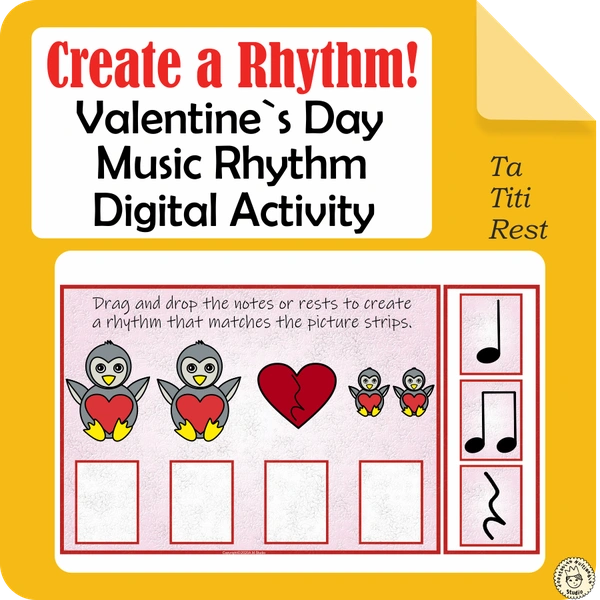 Kindergarten Valentine`s Day Music Activity | Create a Rhythm | Ta, Ti-Ti, Rest