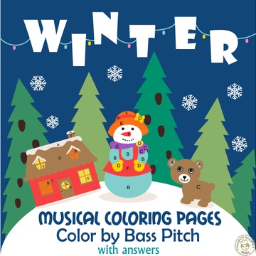 Musical Coloring Pages for Winter {Color by Bass Pitch} with answers