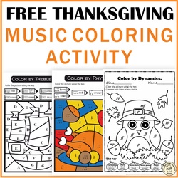Image for Free Music Worksheets | Thanksgiving Themed Music Coloring Activity product