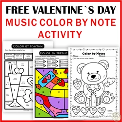 Image for Free Valentine`s Day Color by Note Activities product