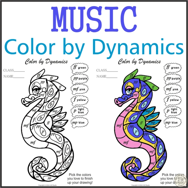 Music Color by Dynamics | Sea ​​Horse Mandala Style