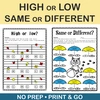 Image for Summer Music Worksheets {Lines/Spaces, High/Low} with answers product
