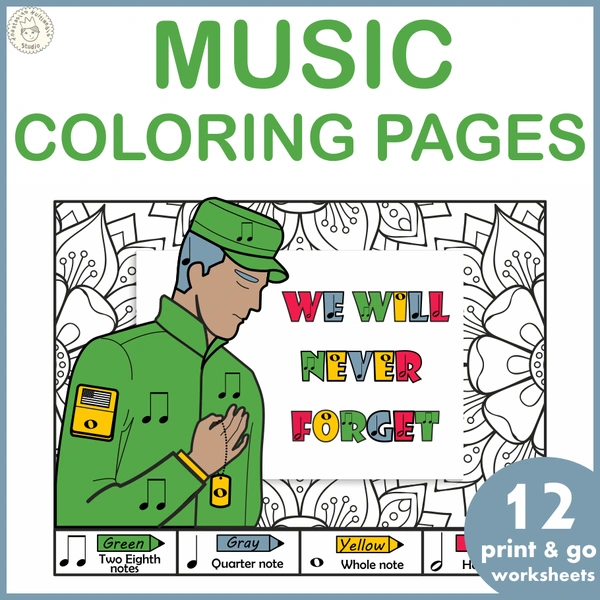 Veteran`s Day Music Coloring Pages for Beginners