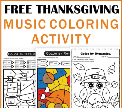 Free Music Worksheets | Thanksgiving Themed Music Coloring Activity