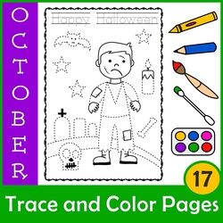 Image for Halloween Tracing and Coloring Pages | Fine Motor Skills | Morning Work product