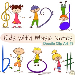 Image for Kids with Music Notes and Symbols Doodle Clipart #1 product