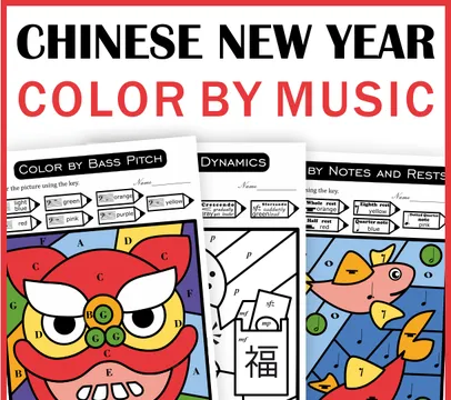 Chinese New Year Music Color by Code Sheets