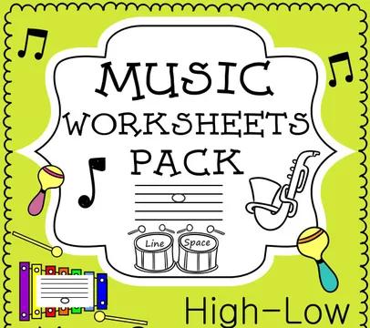 Music Worksheets Pack (Line -Space, High -Low)