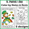 Image for St. Patrick`s Day Music Coloring Pages | Music Color by Notes & Rests product