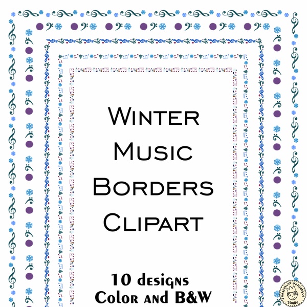 Winter Music Borders Clipart