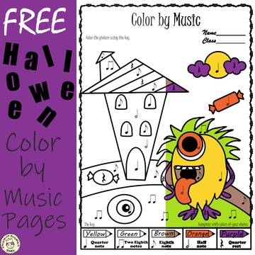 Free Halloween Color by Music Pages