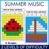 Image for Summer Music Color by Note Mystery Pictures | Rhythm Worksheets | Levels 1-2 product