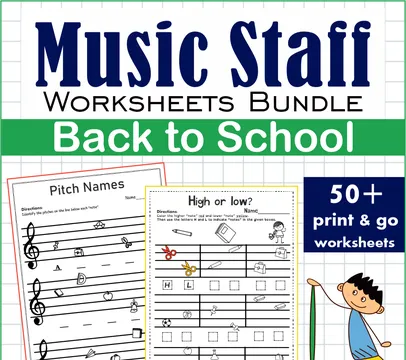 Back to School Music Staff Worksheet Bundle