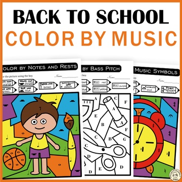 Back to School Color by Code Music Worksheets